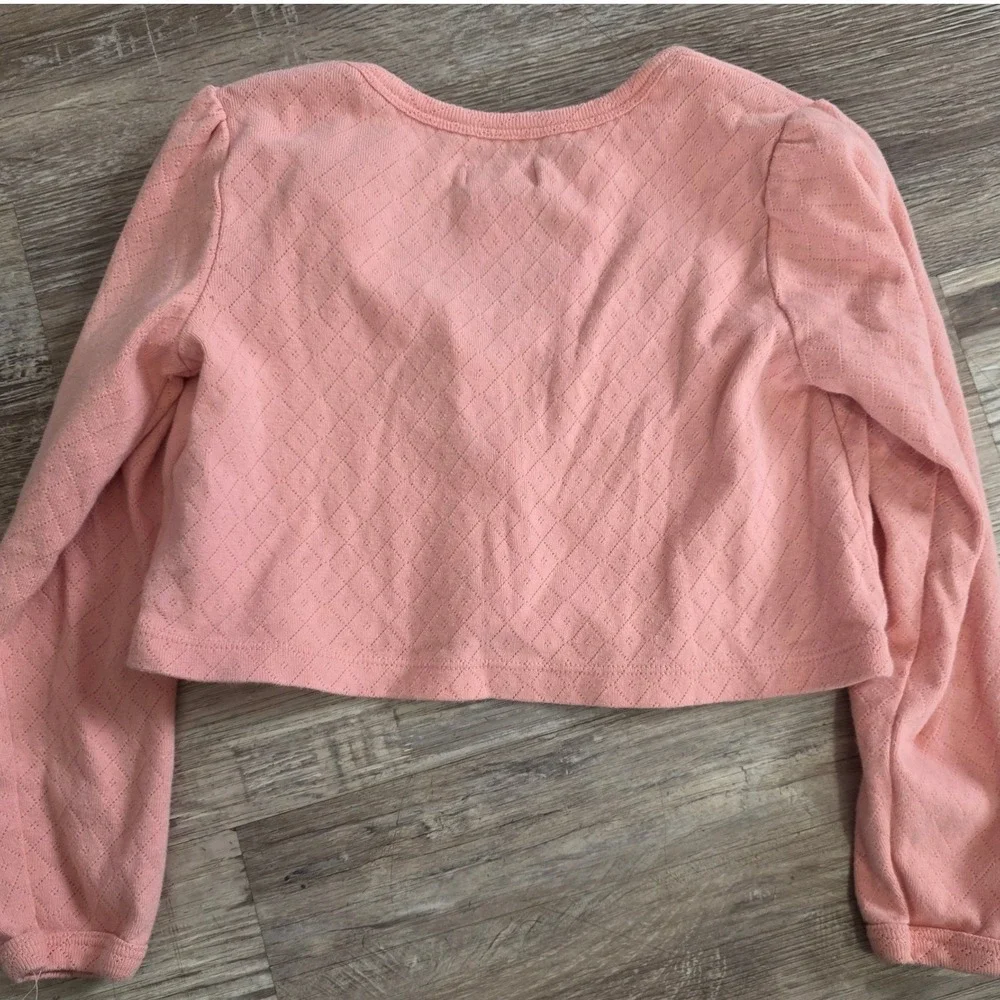 Tahari Girls Pink Quilted Knit Button Front‎ Cardigan Sweater Size 6 Long Sleeve